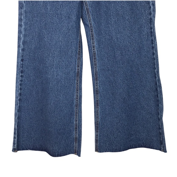 Dolls Kill Momokrom High Waist Cropped Wide Leg Raw Hem Jeans - Picture 4 of 11